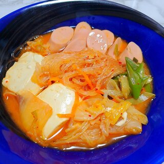 魚肉ソーセージで☆プデチゲ風スープ春雨